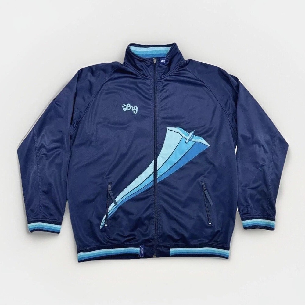 VTG LRG Jacket Roots & Equipment  Bomber Jacket‎ Sz XXXXL Blue Embroidered Bird